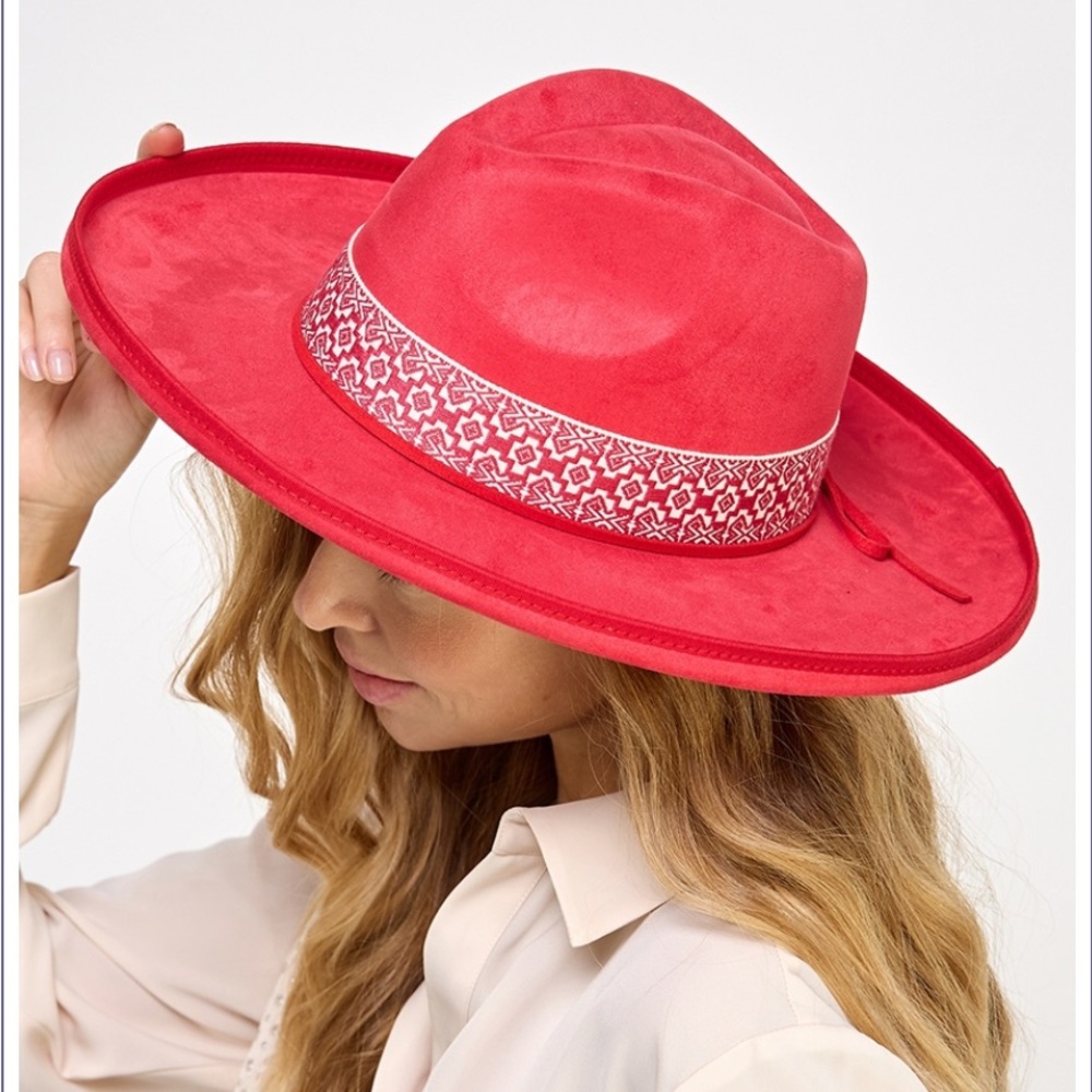 Beveled Western Fedora with Boho Band Available in Multiple Colors O/S - Picture 3 of 6
